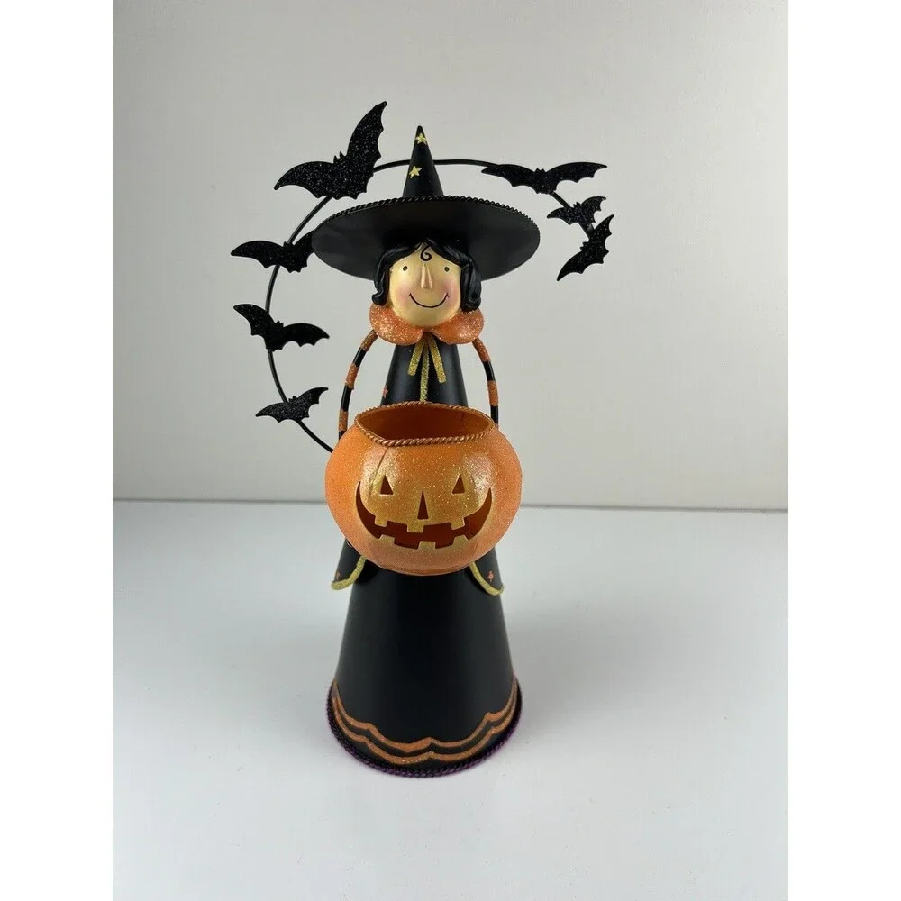 PartyLite Abracadabra Witch Halloween Candle Tealight Holder Bats Retired